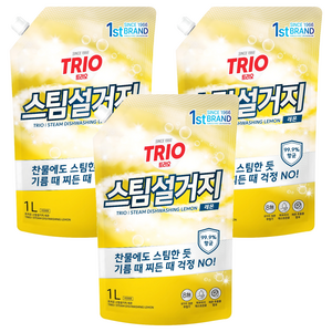 트리오 스팀설거지 레몬 주방세제, 1L, 3개