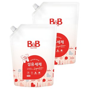비앤비 유아 섬유 세제 알러젠프리향 캡리필형, 1.5L, 2개