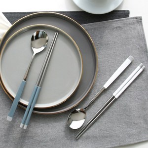 보네르 수저 2인 세트 화이트 + 그레이, 화이트 + 그레이, 숟가락(2P) + ..., 1세트