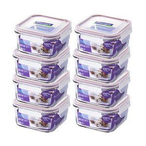 글라스락 퍼플 에디션 정사각 밀폐용기, 490ml, 8개
