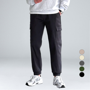 이브클로젯 남성용 코튼 스판 밴딩 일자핏 카고 조거팬츠 6079-1