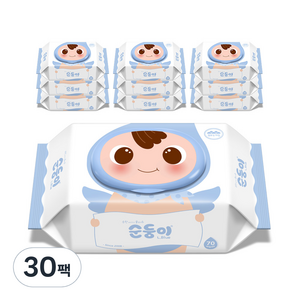 순둥이 오리지널 플러스 엘블루 아기물티슈 캡형 75평량, 75g, 70개입, 30세트