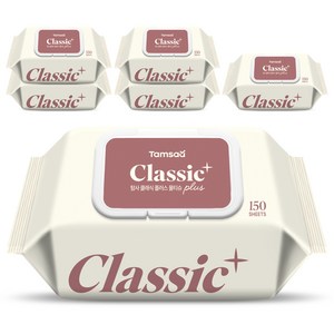 탐사 클래식 플러스 대용량 물티슈 캡형, 150매, 40g, 6팩