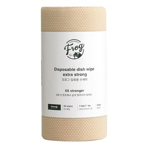 프로그 일회용 수세미 엑스트라 스트롱, 베이지, 60개입, 1개
