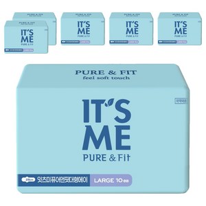 잇츠미 퓨어앤핏 생리대, 대형, 10개입, 6개