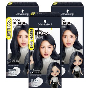 프레쉬라이트 턴컬러 염색제, 쿨블랙, 3개
