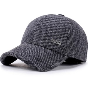 관우복 귀달이 방한용 체크 골프모자, 18.5 x 11 ..., 그레이, 1개