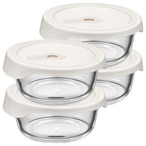발룬피니 내열강화유리 오븐렌지 밥용기 원형, 400ml, 4개