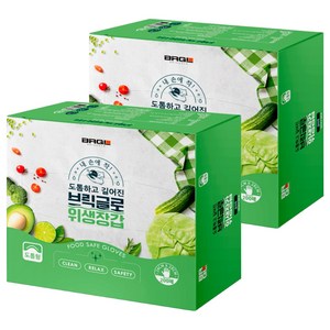 브릭글로 엠보싱 위생 비닐장갑 도톰형, 200개입, 2개