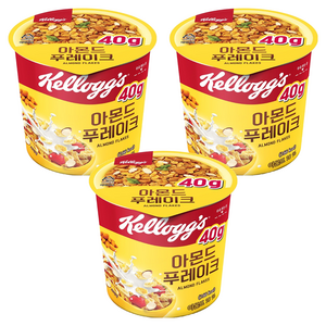 켈로그 아몬드 푸레이크 컵 시리얼, 40g, 3개