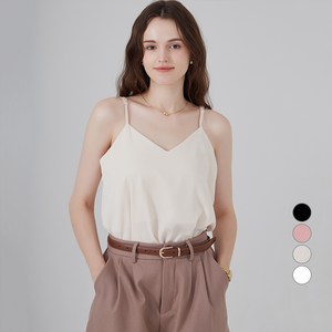 ELLE PARIS 여성용 브이넥 스트랩 민소매 블라우스