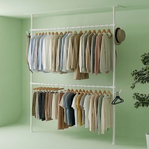 행거전문가 튼튼한 고정식 옷걸이행거 와이드2단 38mm