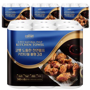 코멧 도톰한 3겹 키친타올 롤형 140매, 140매, 24개