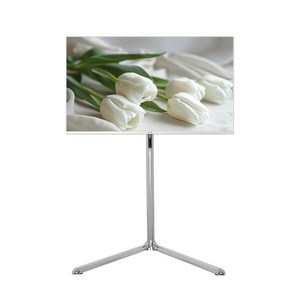 더함 이젤형 벽밀착 브이라인 TV 스탠드 거치대 크롬 실버 600 x 400 mm
