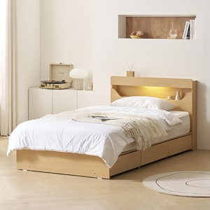 보니애가구 문스테이 LED조명 수납 침대 + 베이직 매트리스 세트 방문설치