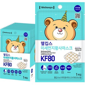웰킵스 미세먼지황사마스크 초소형 KF80, 백색, 25개입, 1개