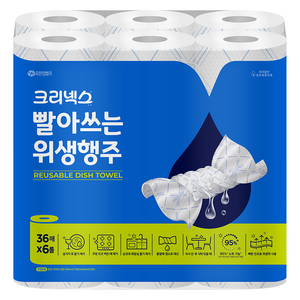 크리넥스 빨아쓰는 위생행주, 36매, 6개