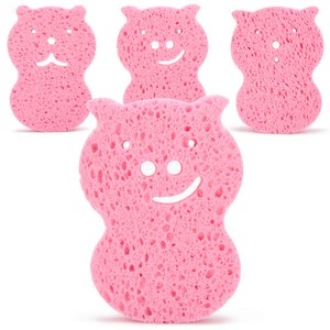 예꼬맘 순식물성 목욕스펀지, 핑크, 4개