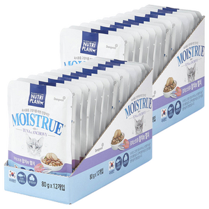 동원뉴트리플랜 모이스트루 고양이 습식 파우치 간식, 혼합맛(참치/멸치), 80g, 24개