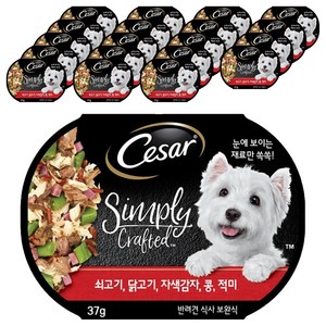 시저 1세 이상 강아지 심플리 크래프티드 습식사료, 소, 37g, 20개