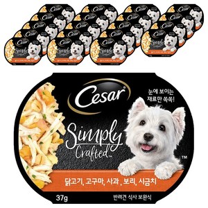 시저 1세 이상 강아지 심플리 크래프티드 습식사료, 닭+고구마, 37g, 20개