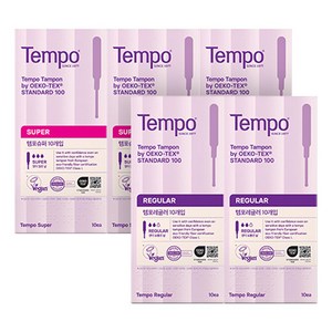 템포 삽입형 생리대 슈퍼10p x 3개 + 레귤러 10p x 2개, 10개입, 5개