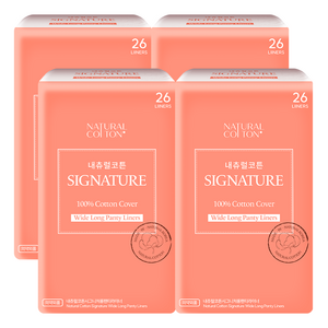 내츄럴코튼 시그니처 팬티라이너, 와이드 롱, 26개입, 4개
