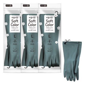 명진 소프트컬러 고무장갑, 다크그린, 대(L), 3세트
