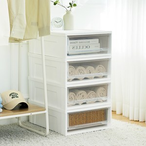 코멧 국내생산 폭 넓은 클리어 시스템 수납장 슬림서랍, 화이트, 480 x 385 ..., 4개