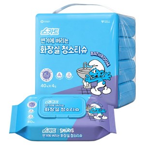 스카트 변기에 버리는 화장실 청소티슈 40매, one size, 4개
