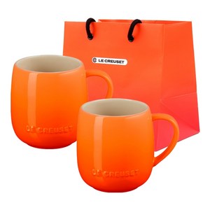 르크루제 레인보우 마시멜로 머그컵 380ml x 2p + 쇼핑백 S