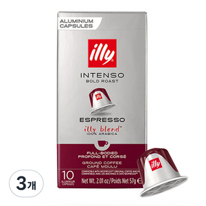 일리 네스프레소 호환 볼드 로스트 에스프레소 그라운드 캡슐커피, 5.7g, 10개입, 3개