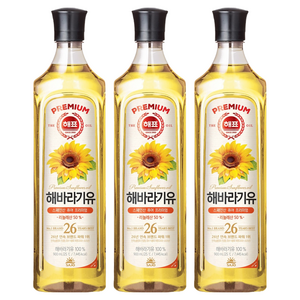 해표 해바라기유, 900ml, 3개