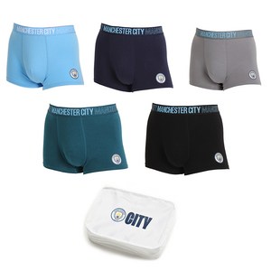 맨체스터시티 풋볼스탠다드 남성용 맨시티 컴포트 드로즈 팬티 5종 세트 + 파우치
