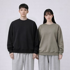 맨인모드 남녀공용 미니멀 세미 오버핏 맨투맨 2종 세트 D0512