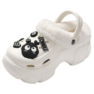 페이퍼먼츠 여성용 키높이 통굽 EVA 깜찍 파츠 겨울 슬리퍼 02385