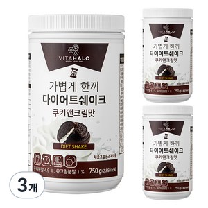 비타할로 가볍게 한끼 다이어트 쉐이크 쿠키앤크림맛, 750g, 3개