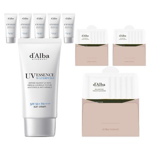 [비건뷰티] 달바 워터풀 에센스 선크림 SPF50+ PA++++ 50ml x 2p + 밸런싱 비건 젤 클렌저 3ml x 5p 세트, 3개