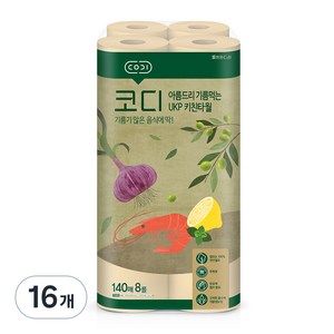 코디 아름드리 기름먹는 천연펄프 키친타올, 140매, 16개