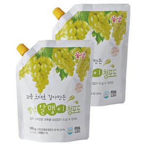 꽃샘 별난알맹이 청포도 음료베이스, 500g, 2개