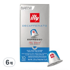 일리 네스프레소 호환 디카페인 캡슐커피, 5.7g, 10개입, 6개