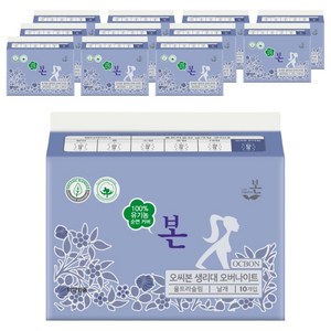 유기농본 순면커버 울트라슬림 생리대 날개형, 오버나이트, 10개입, 12개