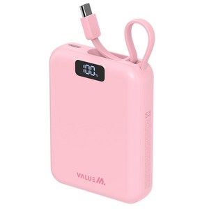 밸류엠 PD 고속충전 케이블 일체형 미니 보조배터리 10000mAh 22.5W C타입