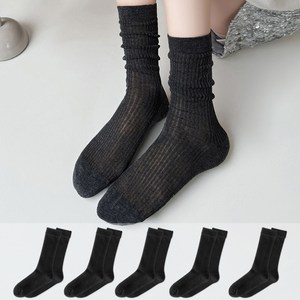 두발로 여성용 국산 시스루 골지 장목 양말 5켤레