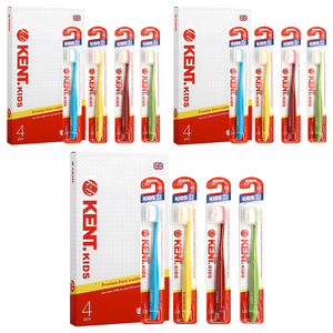 켄트 어린이용 칫솔 세트, 혼합색상, 4개입, 3개