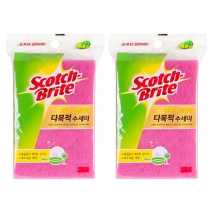 스카치브라이트 제로스크래치 다목적 수세미, 1개, 2개