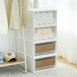 코멧 국내생산 폭 넓은 클리어 시스템 수납장 와이드서랍, 화이트, 480 x 385 ..., 4개