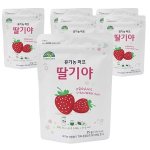 오가닉스토리 유기농 베이비퍼프 딸기야, 딸기맛, 25g, 6개