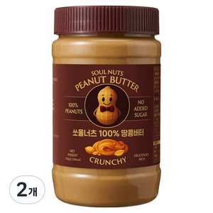 쏘울너츠 땅콩버터 크런치, 500g, 2개