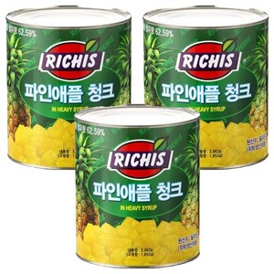 리치스 파인애플 청크 통조림, 3.062kg, 3개